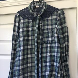 GREEN & BLUE FLORAL FLANNEL 💐